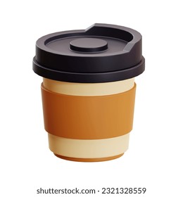 Icono de la taza de café moderna 3d. Icono vectorial 3d. Estilo de caricatura minimalista. linda ilustración de café. café, desayuno, mañana, espíritu matutino