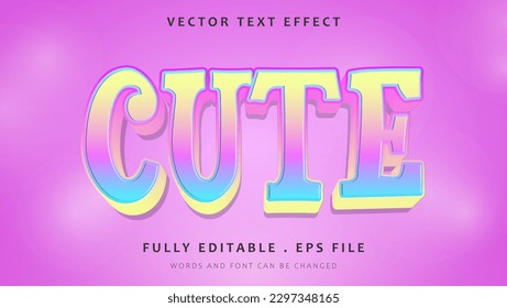 3d Modern Colorful Cute Editable Text Effect Design Template. Effect Saved In Graphic Style