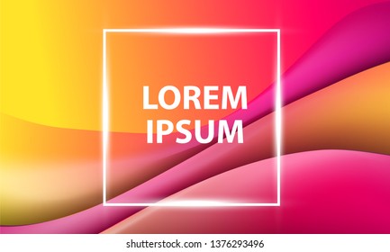 3D Modern colorful flow poster. Wave Liquid form. Art design for your project, advertising, calendar, presentation, web project, cover. Bright yellow-pink color scheme