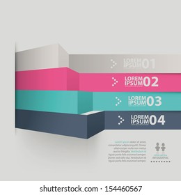 3D modern colorful infographics step line design style.