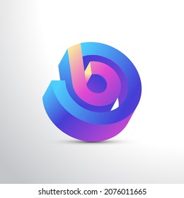 3D Modern and Colorful Letter B Logo Design. Initial Letter B and O Logo or Icon with Vibrant Gradient Concept