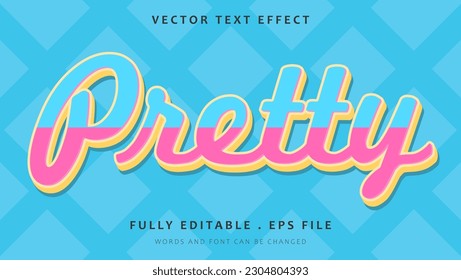 3d Plantilla de diseño de efectos de texto bello y colorido moderno. Efecto guardado en estilo gráfico