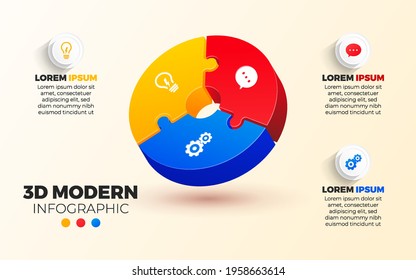 3d Modern Creative Concept For Infographic. Business Data Visualization. Abstract Elements Diagram With 3 Steps, Options, Parts Or Processes. Vector Business Template For Presentation