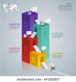 3D Modern design number 4 step template.can used for banner chart diagram workflow timeline and web design,presentation templates background.Vector illustration.
