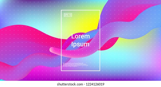 3D Modern Dynamic Flow Shapes with Color Fluid Glow Effect. Bright Geometric Waves Element for Brochure, Website, Flyer Design. Wavy Vibrant Movement Composition. Vector illustration Eps10.