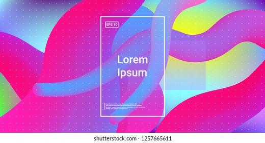 3D Modern Dynamic Flow Shapes with Color Fluid Glow Effect. Bright Geometric Waves Element for Brochure, Website, Flyer Design. Wavy Vibrant Movement Composition. Vector illustration Eps10.
