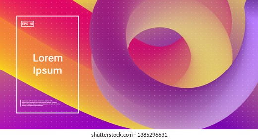 3D Modern Dynamic Flow Shapes with Color Fluid Glow Effect. Bright Geometric Waves Element for Brochure, Website, Flyer Design. Wavy Vibrant Movement Composition. Vector illustration Eps10.