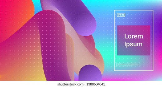 3D Modern Dynamic Flow Shapes with Color Fluid Glow Effect. Bright Geometric Waves Element for Brochure, Website, Flyer Design. Wavy Vibrant Movement Composition. Vector illustration Eps10.