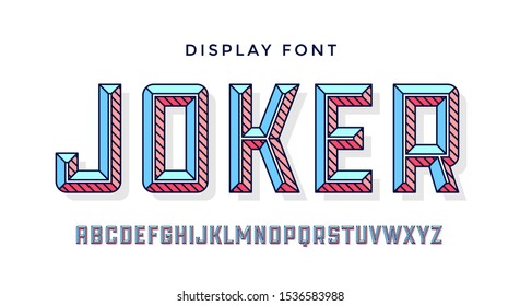 3D Modern Font . Colorful modern line alphabet and 3d font. Bold uppercase retro letters with facet. Type, typography line letters latin font. Hand-drawn modern font for headline. Vector Illustration