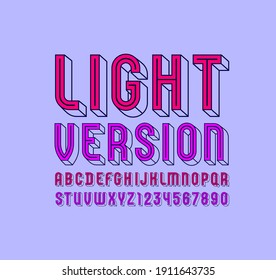 3D Modern Font, Trendy Multi Colored Alphabet, Condensed Letters And Numbers, Vector Illustration 10eps