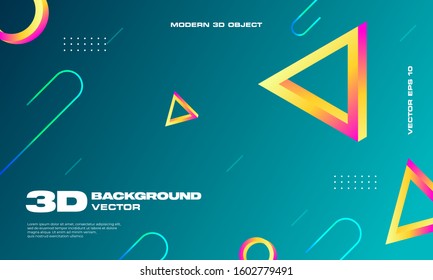 3D modern geometric background with gradient style and fresh color theme. Editable to any media such as banner , poster , backdrop and more. Vector illustration EPS 10