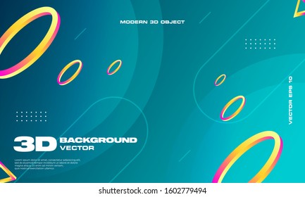 3D modern geometric background with gradient style and fresh color theme. Editable to any media such as banner , poster , backdrop and more. Vector illustration EPS 10