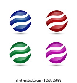 3D Modern Globe Circle Marble Wave Logo