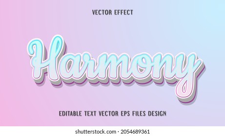 3d Modern Gradient Colorful Word Harmony Editable Text Effect Design Template. Effect Saved In Graphic Style