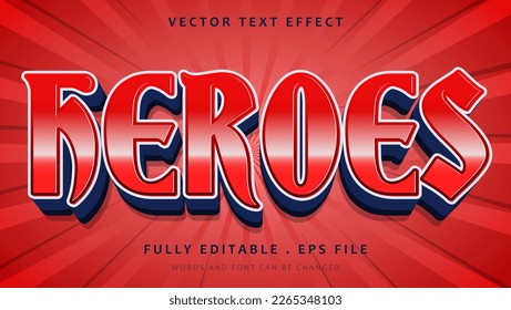 3d Plantilla de diseño de efectos de texto editable para héroes modernos. Efecto guardado en estilo gráfico