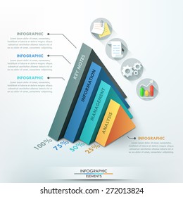 3d modern infographic option template with 4 colorful pyramids and icons on grey background. Vector. Can be used for web design and  workflow layout