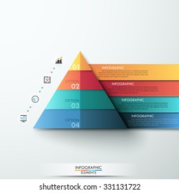 3d modern infographic option template with pyramid made of colorful paper ribbons. Vector. Can be used for workflow layout, banner, diagram, number options, web design