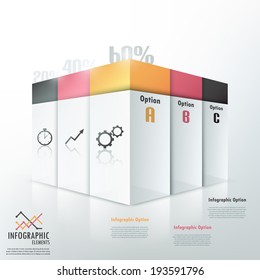 3d modern infographics options banner with colorful blocks. 