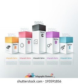 3d modern infographics options banner with colorful blocks.