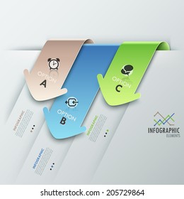 3d modern infographics options template with 5 paper circles. Vector. Can be used for web design and  workflow layout