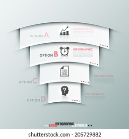 3d modern infographics options template with 5 paper circles. Vector. Can be used for web design and  workflow layout