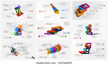 3D modern infographics. Vector modern set of business infographic design template, steps or parts.