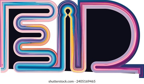 3d modern Islamic holiday banner in purple monotone design. Display podium with Ramadan lantern, metal moon and mosque portal. Calligraphy: Eid Mubarak