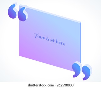 3d Modern Isometric Quotation Marks In Blue And Purple Colors. Flat Illustration. Place For Your Text