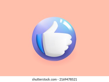 3D Modern like Emoji. thumb up ball sign Emoticon Icon Design for Social Network. 