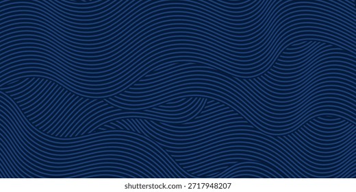 3D modern line Dark blue background, wave curve abstract presentation background. Luxury paper cut background. Abstract decoration, golden pattern, halftone gradients, 3d Vector illustration. 