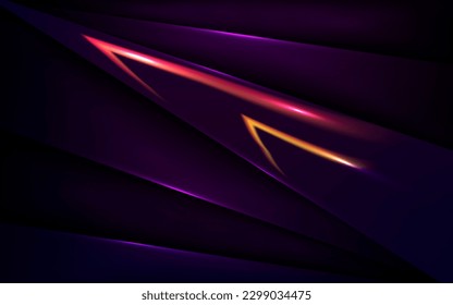 Fondo de presentación abstracto de líneas modernas 3D. El fondo del papel de lujo cortado. Fondo geométrico colorido. Gradiente de flecha de elementos morados azules. Composición dinámica de formas. Medios sociales.