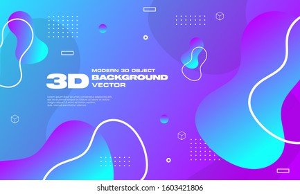 3D modern liquid geometric background with gradient style and fresh color theme. Editable to any media such as banner , poster , backdrop and more. Vector illustration EPS 10