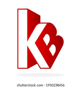 3D Modern logo design with KB, Creative Strong Initial Letter KB. BK Logo Vector Concept