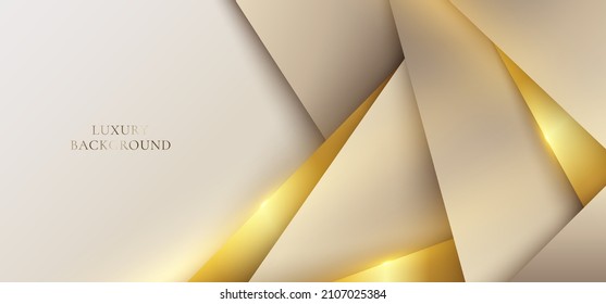 3D modern luxury banner template design golden stripes and light sparking on white background. Vector graphic illustration