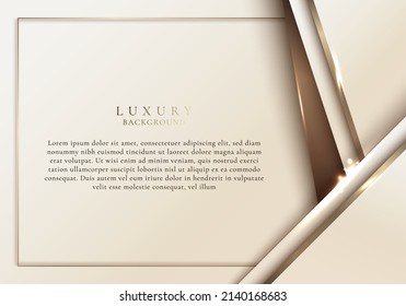 3D modern luxury template design white stripes and golden glitter line light sparking on clean background. Vector graphic illustration