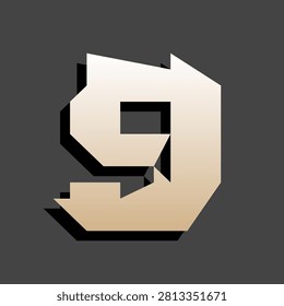 3D modern metallic esport gaming number nine logo design element