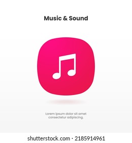 3D Modern Music Note, Sound, Song, Noise Icon. Music Symbol For Mobile App, UI, GUI, UX, Website.