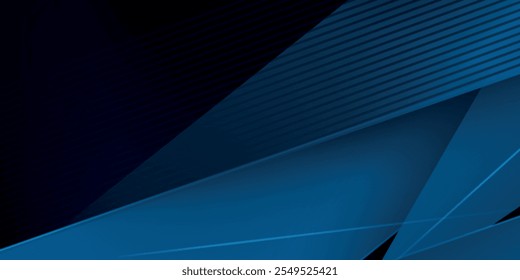 3D modern navy blue abstract banner background. Luxury paper cut background. Abstract decoration, blue pattern, halftone gradients, lines, triangle, 3d Vector illustration.