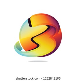 3d Modern Number 'Three'