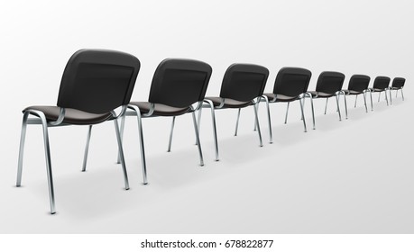 3D Modern Office Chairs Black Cloth. Back View. EPS10 Vector