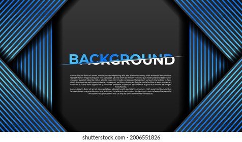 3D modern paper abstract presentation background from lines. Luxury paper cut background. Abstract decoration, golden pattern, halftone gradients, Dark blue background.