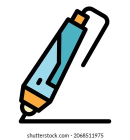 3d modern pen icon. Outline 3d modern pen vector icon color flat isolated