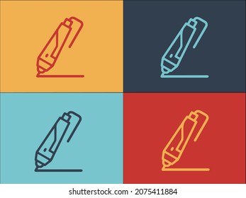 3D-Modern-Pen-Logo-Vorlage, einfaches Flachsymbol