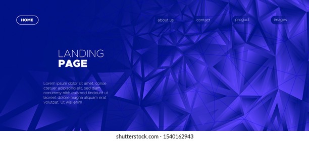 3d Modern Polygonal Banner. Blue Creative Geometry. Vector Minimal Poster. Dynamic Landing Page. Dark Polygon Wallpaper. Vibrant Geometry Texture. Minimal Design. 3d Abstract Polygon Background.