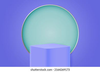 3d modern purple product presentation podium with golden ring