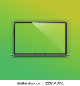 3d modern realistic laptop computer vector mockup isolated on transparent. Vector notebook blank screen photorealistic illustration. 