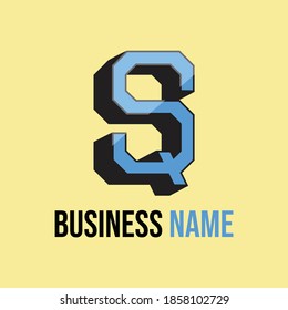 3d Modern S Logo minimal blau und schwarz