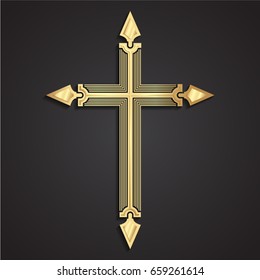 3d modern shape golden cross