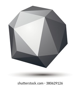 3D modern stylish abstract construction, origami facet spherical object, geometric figure.