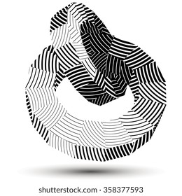 3D modern stylish abstract stripy vector construction, origami facet object constructed from different geometric parts.